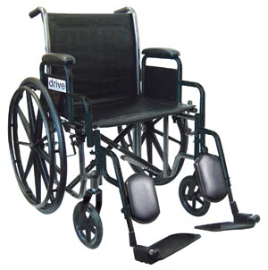 Wheelchair drive™ Silver Sport 2 Dual Axle Full Length Arm Swing-Away Elevating Legrest Black Upholstery 18 Inch Seat Width Adult 300 lbs. Weight Capacity by Drive Medical  ID SSP218DDA-ELR